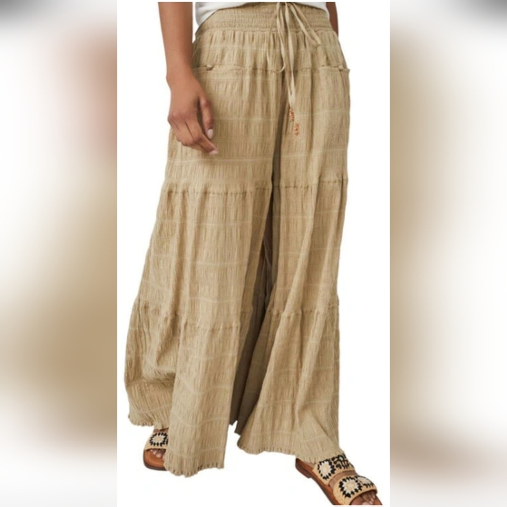 Free People Beige Wide Leg Paradise Pants
